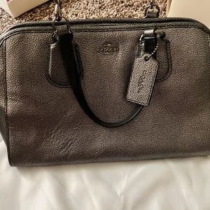 Leather Coach Bag in gun metal